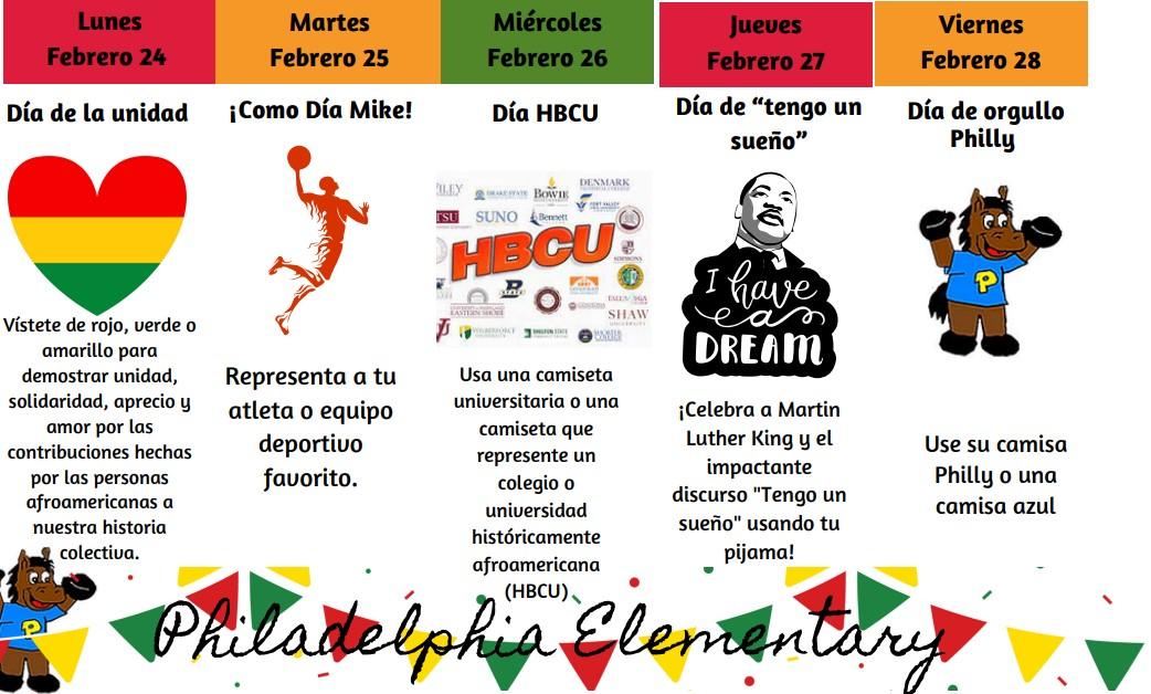 Black History Month Spirit Week is a week-long celebration honoring the rich history, culture, and achievements of Black individuals. Each day features themed activities, dress-up days, and educational moments that highlight Black excellence, resilience, a