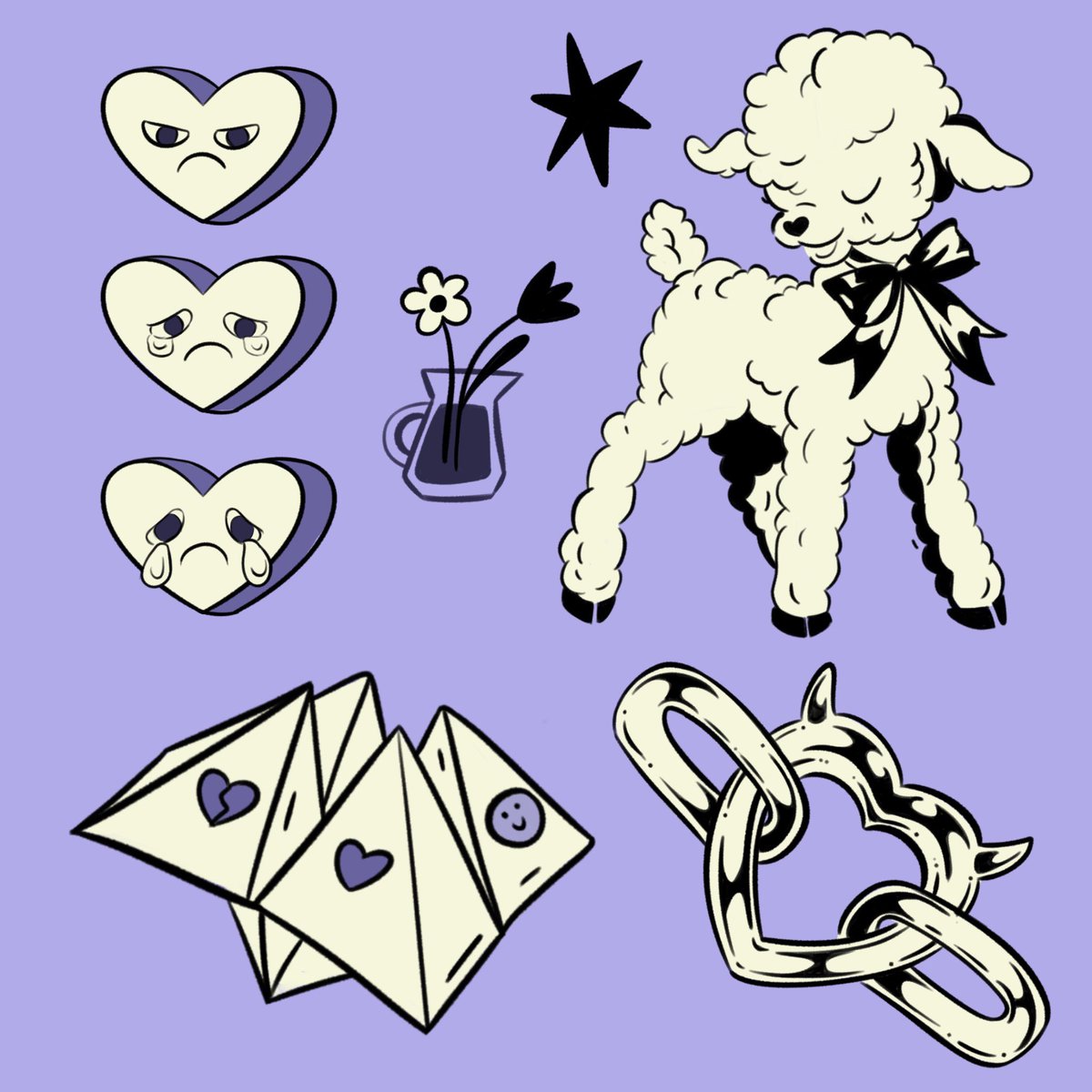 GM ☕️
Here’s a tattoo flash I did 🐑🎀