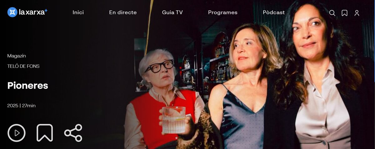 Teló de fons (@telodefons) on Twitter photo 🎭Recupera el programa d'aquesta setmana:
💜DONES PIONERES #teatre
▶️laxarxames.cat/movie-details/…
👉Les bàrbares <a href="/labrutal/">La Brutal</a> <a href="/bitoprod/">Bitò</a> @balanaenviu <a href="/David_Selvas/">David Selvas</a>
👉Salve Regina <a href="/SalaFenix/">Sala Fènix</a>
👉Lurdes Barba <a href="/teatrelliure/">Teatre Lliure</a> <a href="/teatrenacional/">TNC</a>
📽️ <a href="/CanalTerrassa/">Canal Terrassa</a> <a href="/laxarxames/">La Xarxa+</a>
#dones #escena 🎭Recupera el programa d'aquesta setmana:
💜DONES PIONERES #teatre
▶️laxarxames.cat/movie-details/…
👉Les bàrbares <a href="/labrutal/">La Brutal</a> <a href="/bitoprod/">Bitò</a> @balanaenviu <a href="/David_Selvas/">David Selvas</a>
👉Salve Regina <a href="/SalaFenix/">Sala Fènix</a>
👉Lurdes Barba <a href="/teatrelliure/">Teatre Lliure</a> <a href="/teatrenacional/">TNC</a>
📽️ <a href="/CanalTerrassa/">Canal Terrassa</a> <a href="/laxarxames/">La Xarxa+</a>
#dones #escena