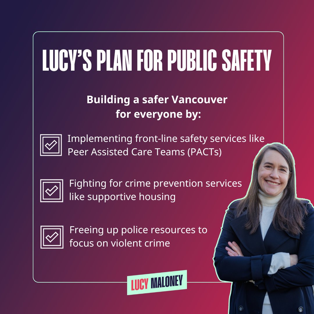 Vancouverites have public safety concerns. We deserve leaders who invest in services that prevent crime, and don't just invest in enforcement after it's already happened.

<a href="/Lucyincanada/">Lucy Maloney</a> will fight for investment in these services, like Peer Assisted Care Teams.