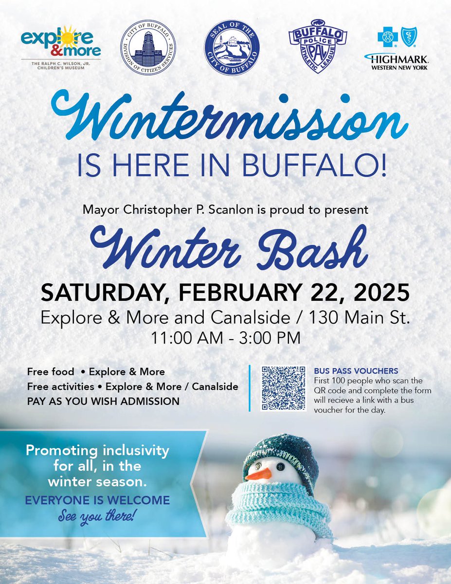 SHARE SHARE SHARE
❄️JOIN US THIS SATURDAY at Canalside for some WINTER FUN⛸️ 
⬇️⬇️⬇️⬇️⬇️⬇️⬇️⬇️⬇️
📍 Canalside
⏰ 11:00AM-3:00PM 
🗓️ Sat.  February 22nd
⭐️ PRIZES 
🆓 FOOD &amp; Music by DJ Low 
🚍 FREE NFTA PASSES TO THE FIRST 100 registered 
🔗 
docs.google.com/forms/d/e/1FAI…