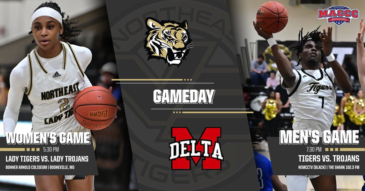 BKB | 🚨𝙋𝘼𝘾𝙆 𝙏𝙃𝙀 𝘽𝘼𝘾🚨

The weather outside’s frightful, but the 🏀 tonight will be delightful!

🆚 <a href="/MDCCATHLETICS/">MDCCATHLETICS</a>
📍 Bonner Arnold Coliseum (Booneville, MS)
🕰️ 5:30/7:30 pm
📺 bit.ly/NEBlackChannel
⛹️‍♀️ bit.ly/NEWB24G27Stats
⛹️ bit.ly/NEMB24G28Stats
🐯 #TigerTown