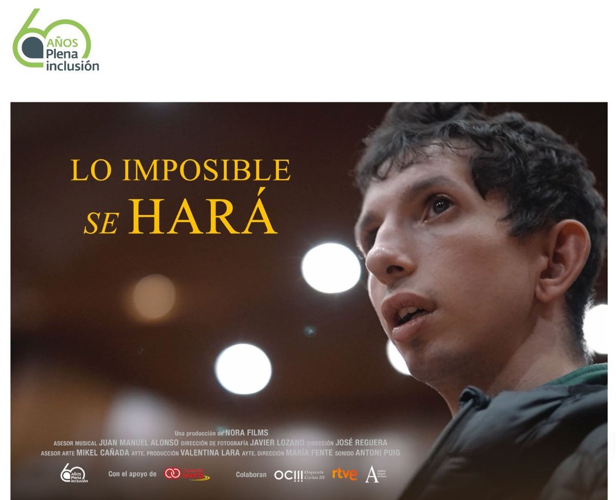 Plenainclusion's tweet photo. 🎬 'Lo imposible se hará' se proyecta hoy en Menorca.
🎥 Este documental de Plena inclusión que narra la gesta de 38 artistas con discapacidad intelectual en el concierto conmemorativo del 60 aniversario muestra esta iniciativa única de arte inclusivo. #ElPoderdelasPersonas https://t.co/Qrr2YKRFYT