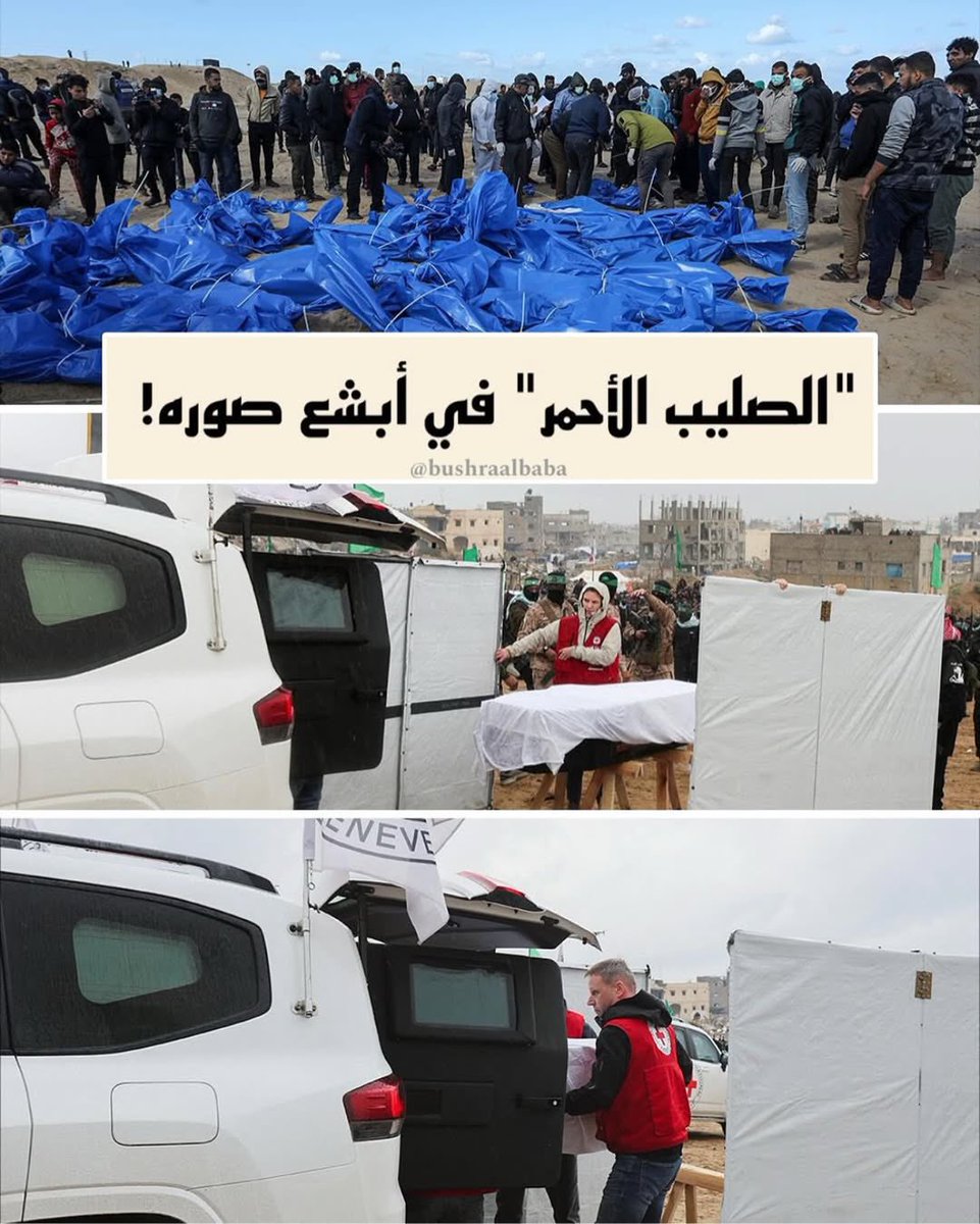 ZaidAlsalman6's tweet photo. عالم منافق وقذر!! 

يقوم الصليب الأحمر بوضع السواتر وتغطية التوابيت التي تحوي جثامين أسرى العدو بقماش أبيض نظيف، ويخصص لنقل كل واحد منها سيارة مستقلة، بينما يُحمِّل جثث شهدائنا مئات بعضها فوق بعض، محشورة في أكياس زرقاء، محمولة في شاحنات قمامة!! https://t.co/bVUTLVLIm6