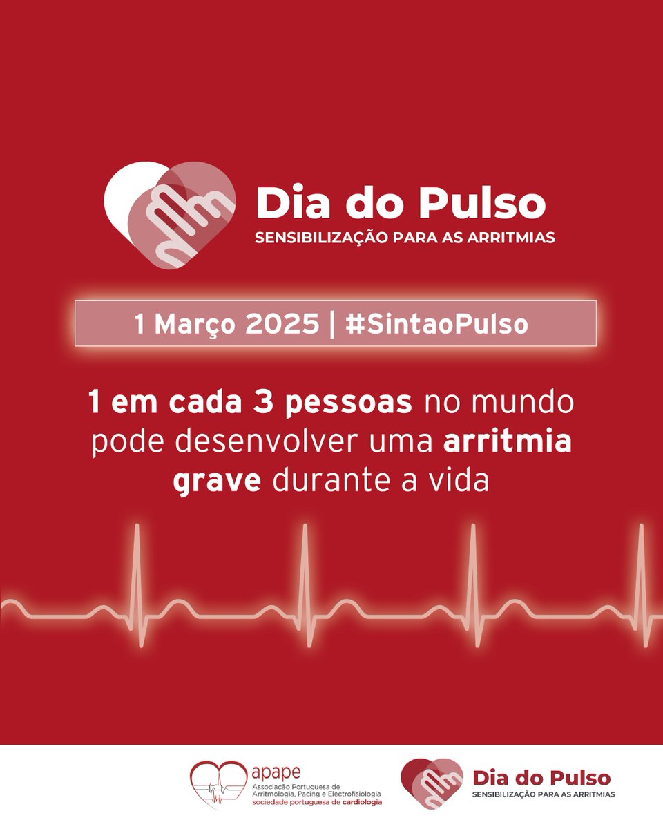 🫀 Já conhece o Dia do Pulso?

A APAPE associa-se ao Dia do Pulso, uma iniciativa global que sensibiliza para a deteção precoce de arritmias cardíacas – um problema que pode afetar 1 em cada 3 pessoas ao longo da vida.

💡 Medir o pulso é um gesto simples, mas pode fazer toda a