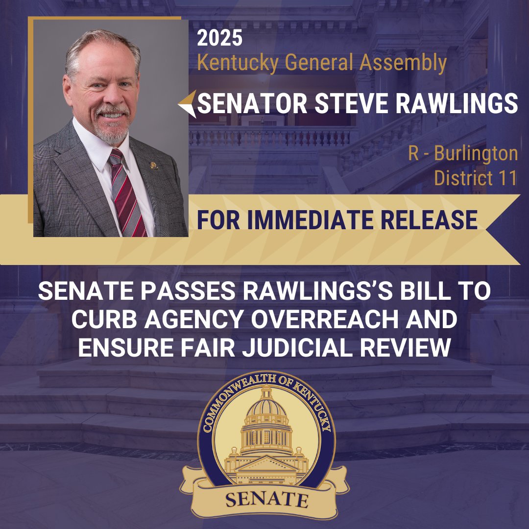 FRANKFORT, KY (Feb. 20, 2025)—The Kentucky Senate has passed Senate Bill 84 (SB 84), sponsored by Sen. Steve Rawlings, R-Burlington. This marks the first Senate bill successfully passed by Rawlings, a significant milestone in his legislative career. The bill increases government