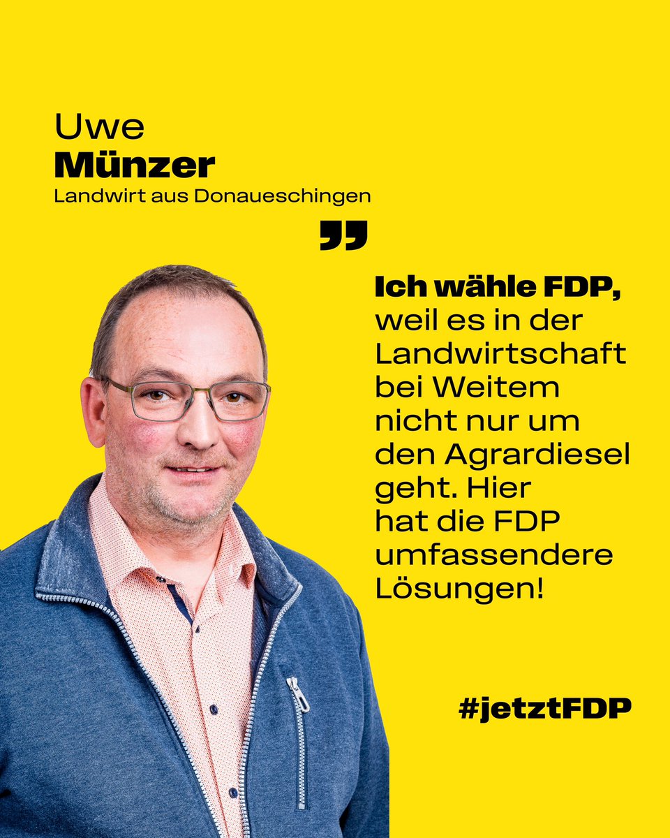 Uwe Münzer wählt <a href="/fdp/">FDP</a>: Für eine moderne und nachhaltige Landwirtschaft. #jetztFDP
