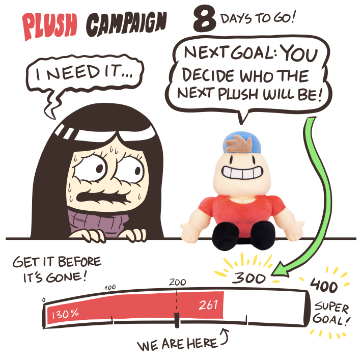 8 days to go! Next goal: we're gonna have a poll for the next plush! 