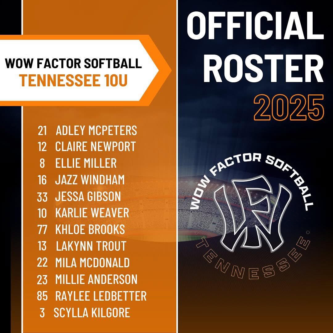Unveiling our Wow Factor Tennessee 10u team. Led by Coach Clint they play fast and they play hard. Get ready when you line up across them for a full day. Cant wait to see the jump they make from the fall season. #Knoxvillesoftball #WowFactor