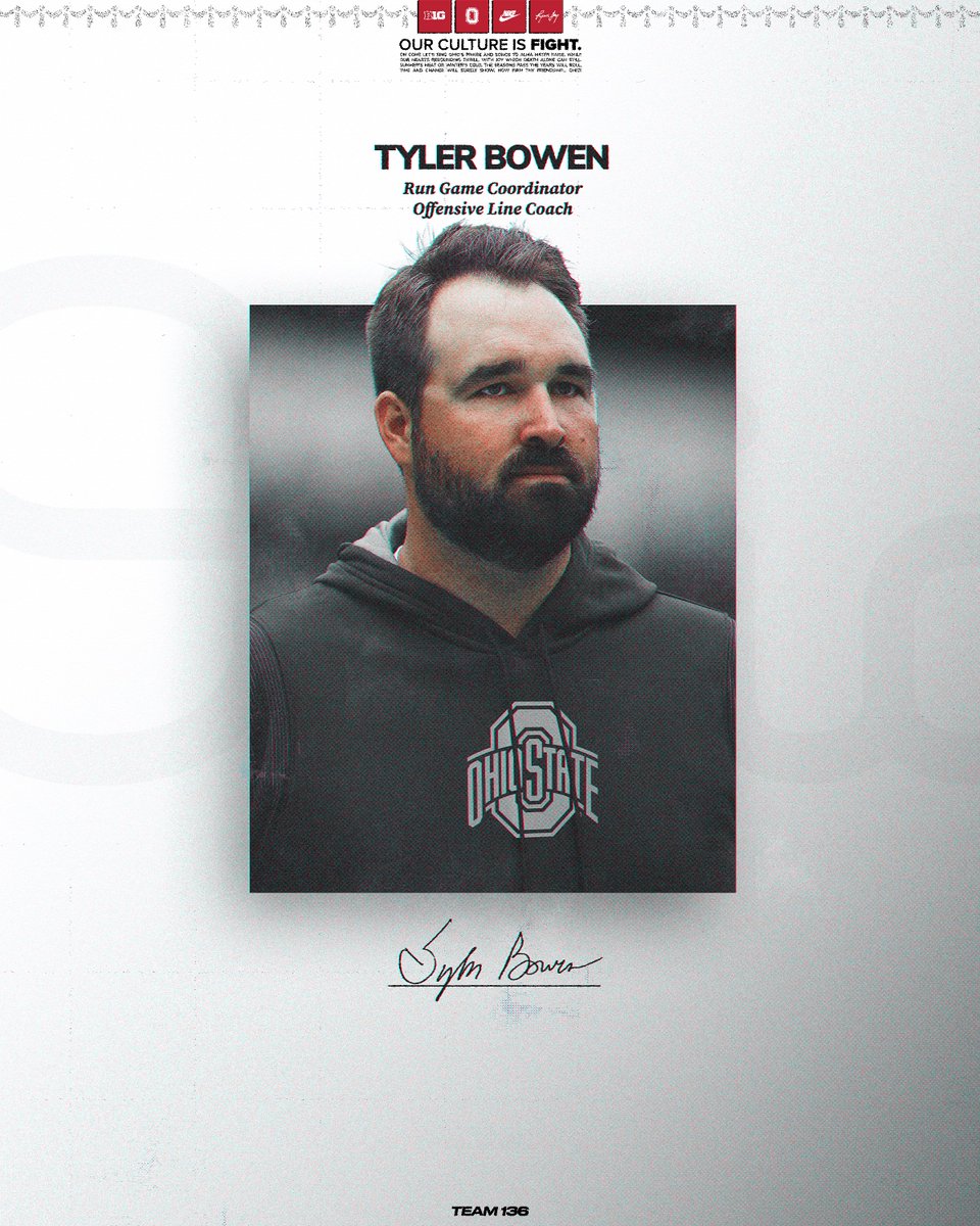 Ohio State Football (@ohiostatefb) on Twitter photo We have hired <a href="/TylerBowen/">Tyler Bowen</a> as Run Game Coordinator & Offensive Line Coach 😤
#GoBucks 🌰 We have hired <a href="/TylerBowen/">Tyler Bowen</a> as Run Game Coordinator & Offensive Line Coach 😤
#GoBucks 🌰