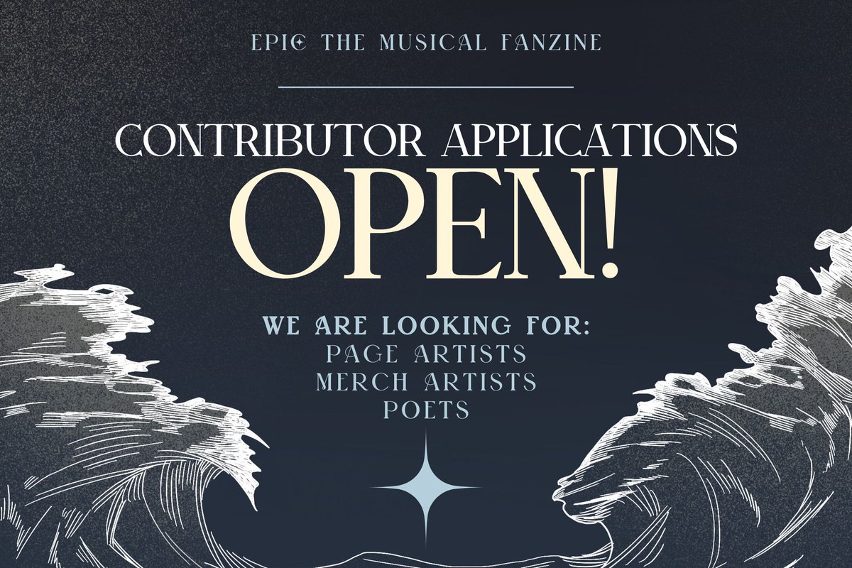 ✦EPIC: the Musical Fanzine✦ apps are now OPEN! 

From February 20th to March 20th, we are looking for artists and poets to take our hero home to Ithaca over six hundred miles of open sea! Do you have what it takes?