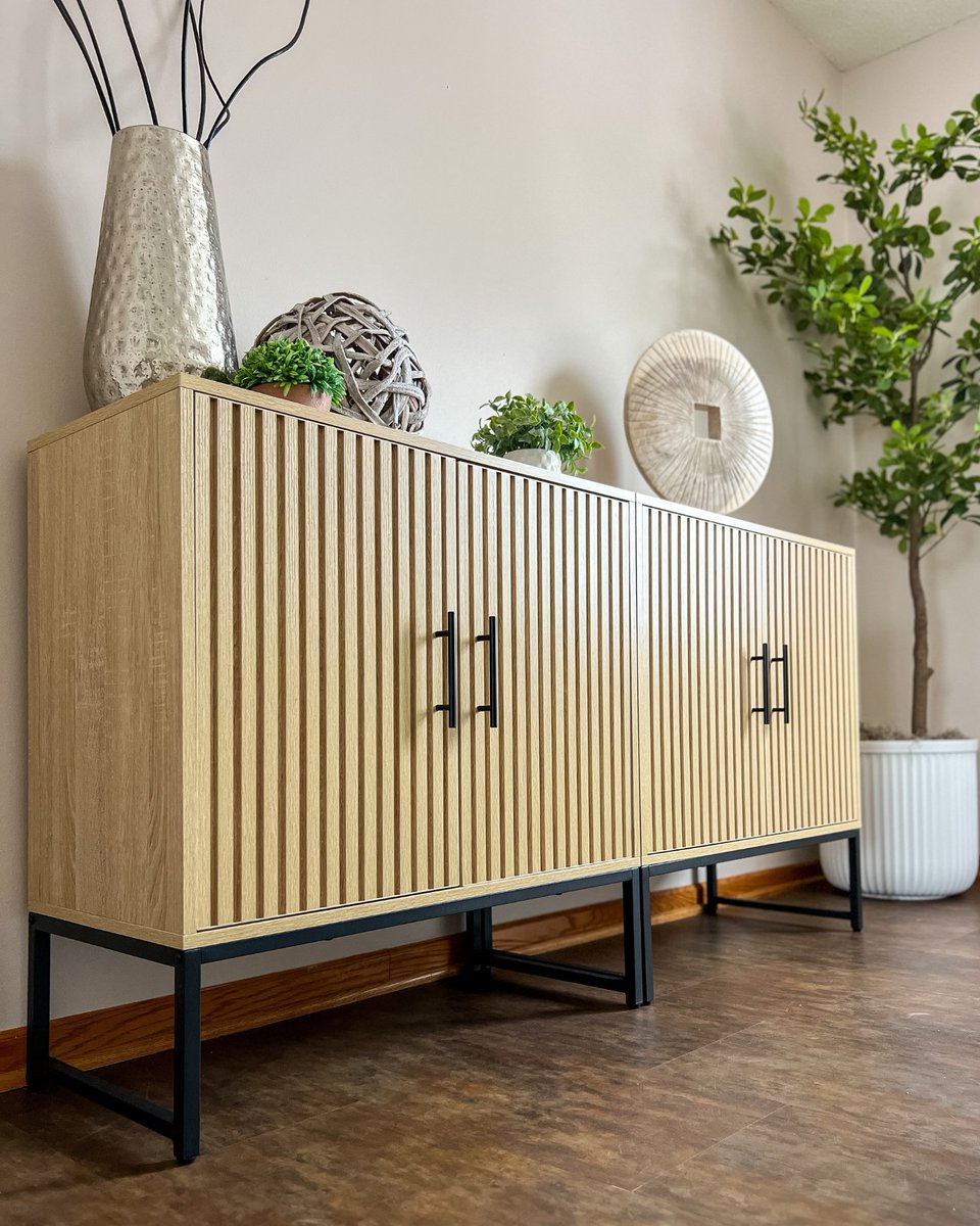 🚨 Major trend alert🚨

Our 2-Door Slatted Storage Cabinet is here to elevate your space. Combine multiple units to create a sleek, larger console—perfect for storage and showcasing your favorite decor! 

Shop now at Amazon! amzn.to/434BIMl