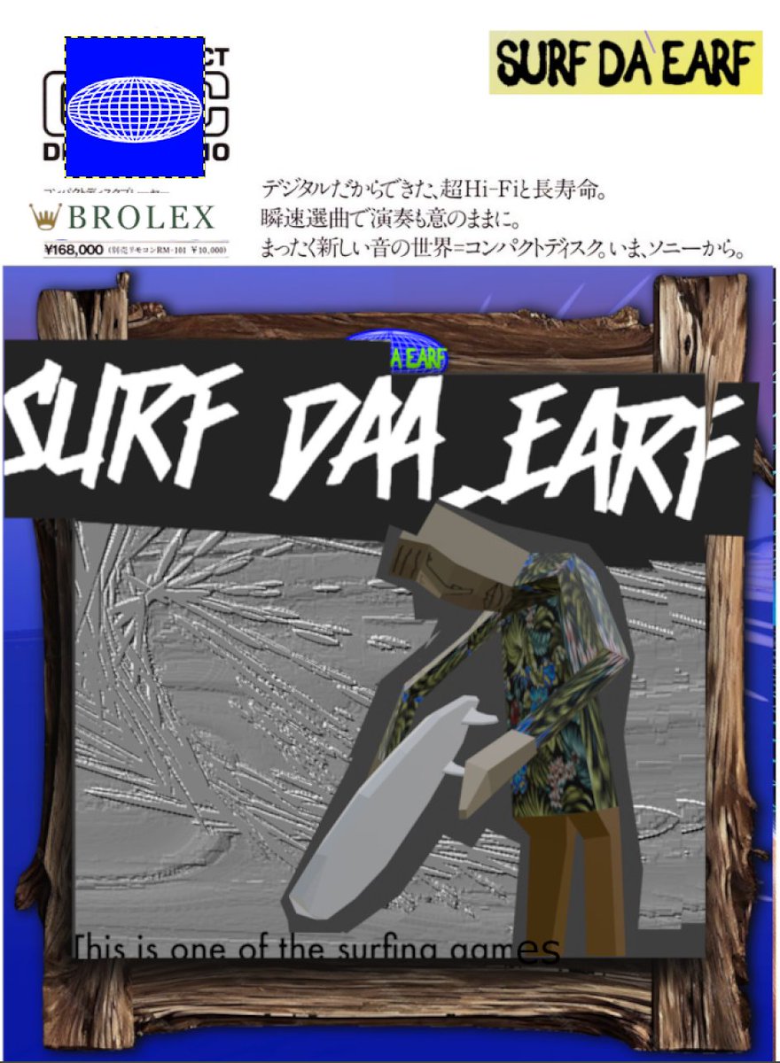 surf_da_earf's tweet photo. Surf Da Earf, sponsored by Brolex oscillatory processes #indiegame #indiegamedev #surfgame #surfing #time #space #openworld #indiegames #sports https://t.co/YlNKSb19cp