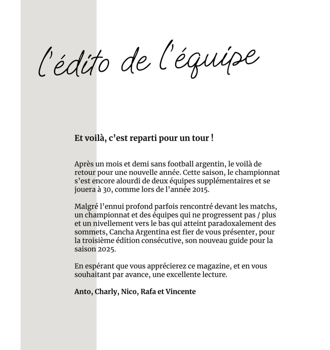 SiempreCancha's tweet image. • 𝗟’𝗘́𝗗𝗜𝗧𝗢 𝗗𝗘 𝗟’𝗘́𝗤𝗨𝗜𝗣𝗘 ✍🏼 

Nous avons décidé de faire le guide en deux formules. 

Vous avez le choix entre la version « magazine » présente dans le tweet initial, mais également le format thread à dérouler.

Un immense merci à @UIstrator pour la mise en page 🫶🏼
