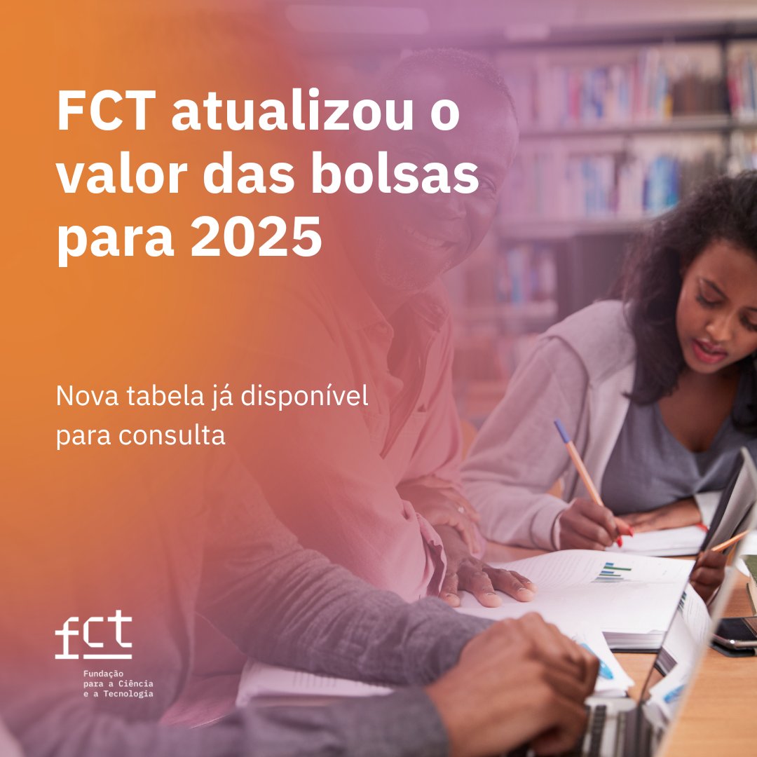 A FCT atualizou o valor de todas as bolsas de investigação abrangidas pelo Regulamento de Bolsas de Investigação.

Consulte a nova tabela: fct.pt/fct-atualizou-…