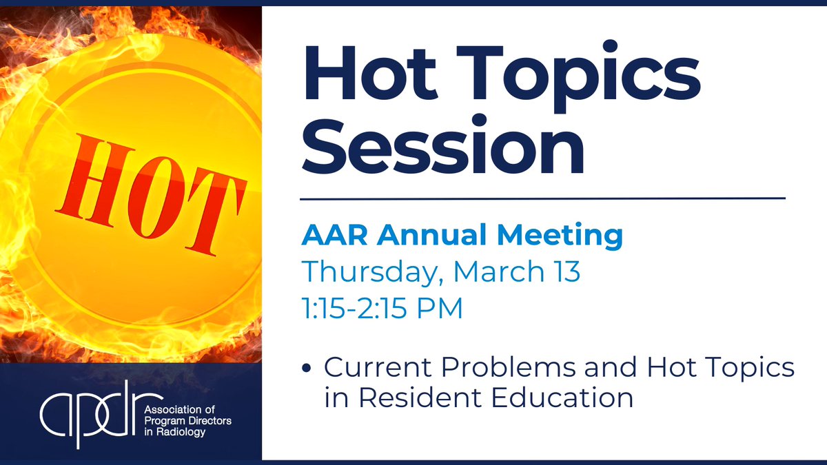 The APDR (@theapdr) on Twitter photo Join us at #AAR25 for important updates from the ABR and RRC; plus perennial essential Hot Topics session.
View preliminary agenda at bit.ly/3DCfoix
Register at bit.ly/3WpdsAL
#RadPD #RadEd #RadRes #RadPCs Join us at #AAR25 for important updates from the ABR and RRC; plus perennial essential Hot Topics session.
View preliminary agenda at bit.ly/3DCfoix
Register at bit.ly/3WpdsAL
#RadPD #RadEd #RadRes #RadPCs