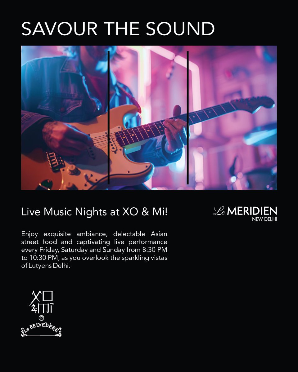 Indulge in the enchanting melodies of live music at 𝐗𝐎 &amp; 𝐌𝐢 𝐚𝐭 𝐋𝐞 𝐁𝐞𝐥𝐯𝐞𝐝𝐞𝐫𝐞, every 𝐅𝐫𝐢𝐝𝐚𝐲, 𝐒𝐚𝐭𝐮𝐫𝐝𝐚𝐲, 𝐚𝐧𝐝 𝐒𝐮𝐧𝐝𝐚𝐲 from 𝟖:𝟑𝟎 𝐩.𝐦. 𝐭𝐨 𝟏𝟎:𝟑𝟎 𝐩.𝐦.