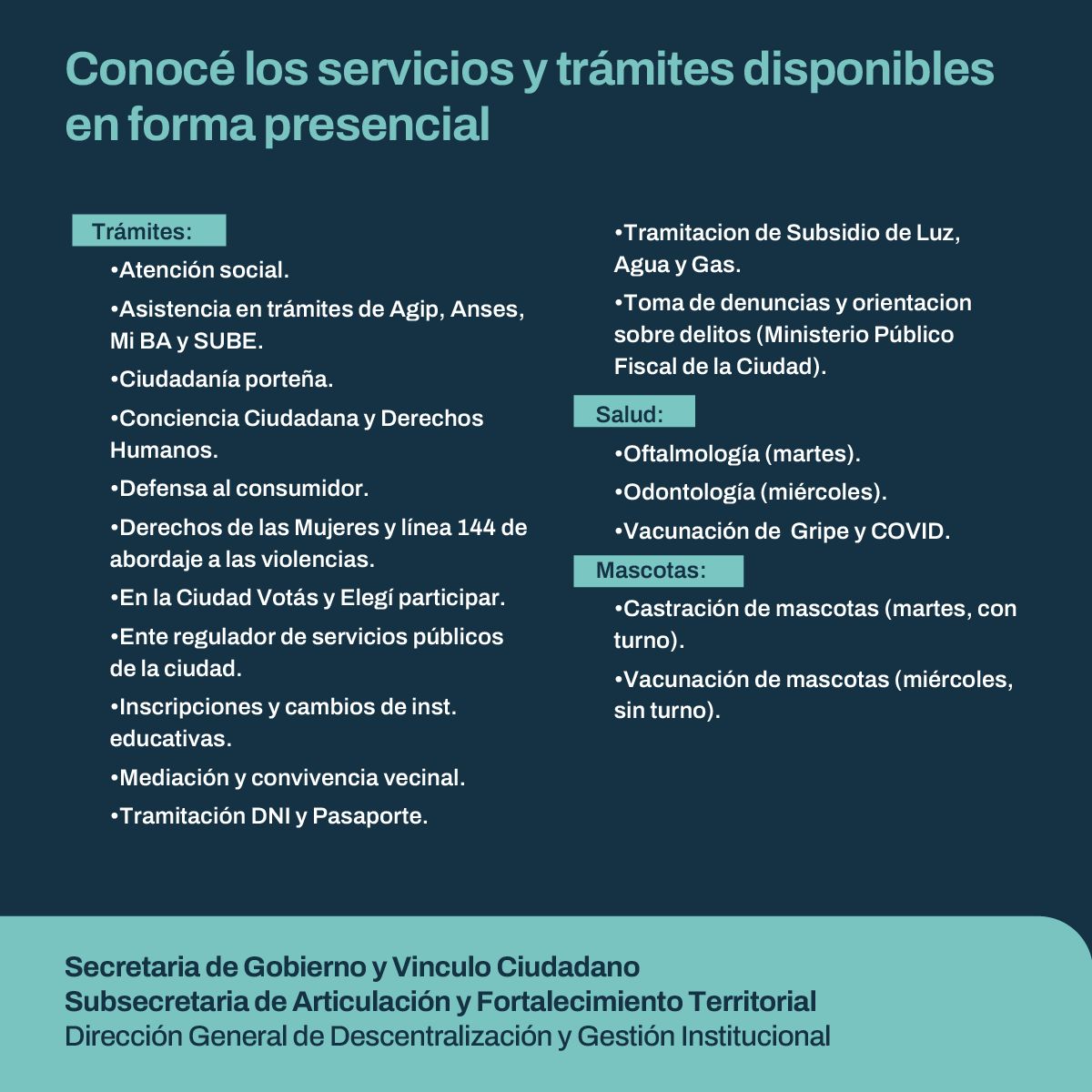 Te esperamos en la próxima jornada de “Más servicios en tu barrio” 🙌

🗓️ Martes 25 y miércoles 26.
🕗 De 9 a 14 horas.
📍Plaza Almagro.

📲 Deslizá y conocé los servicios y trámites que vas a poder realizar.

#Almagro #Comuna5 #CABA #GCBA