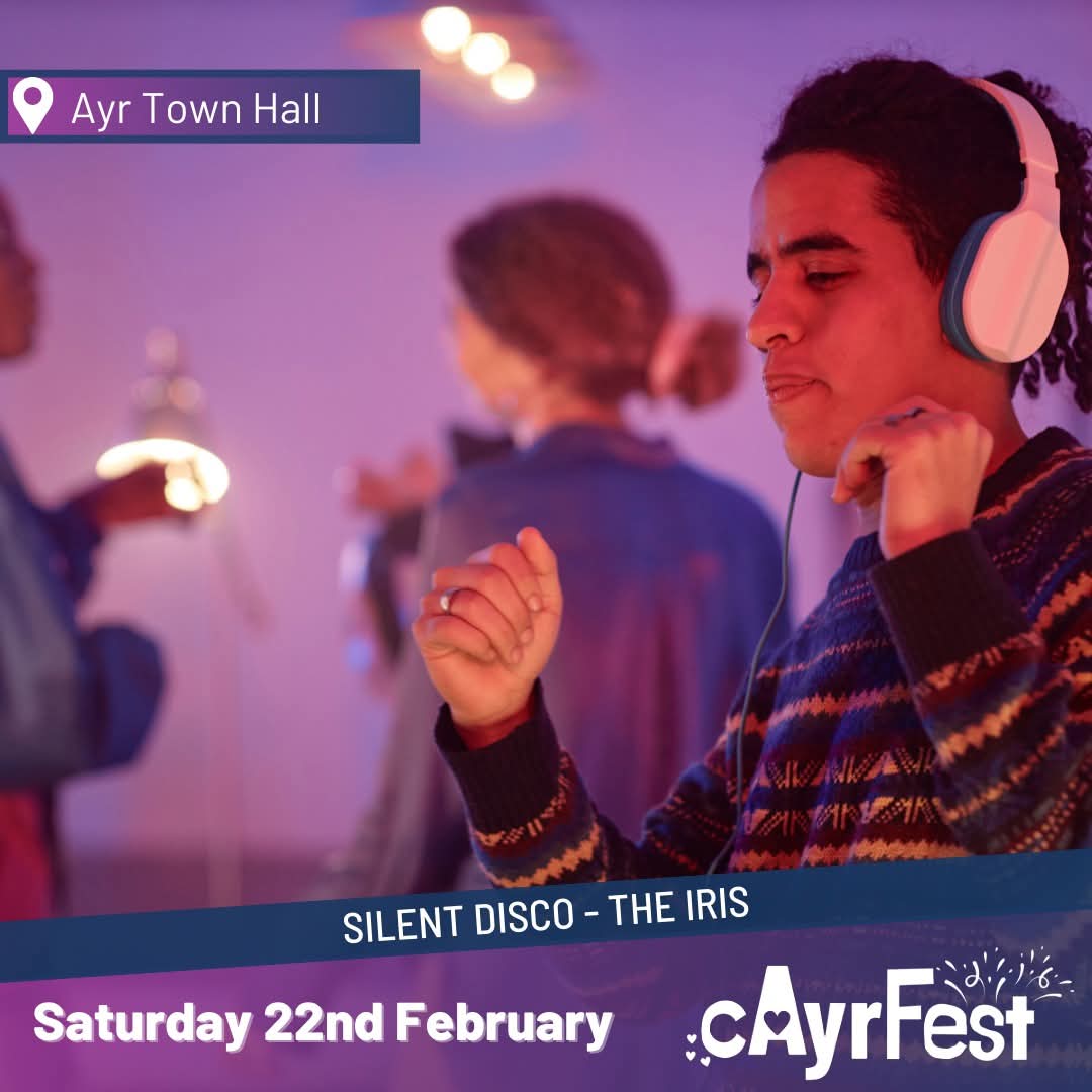 Claire_SAC's tweet photo. ACTIVITY ANNOUNCEMENT - Silent Disco - AYR TOWN HALL
@theirisayr will be offering silent discos throughout the day this Saturday as part of the #cAyrFest celebrations! Put your dancing shoes on and join them from 11:30am at Ayr Town Hall π https://t.co/e1bpDbPYaz