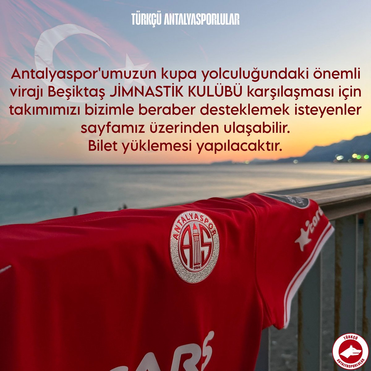 Beşiktaş karşılaşmasında Türkçü Antalyasporlular ile hareket etmek isteyen herkesi aramıza bekleriz.