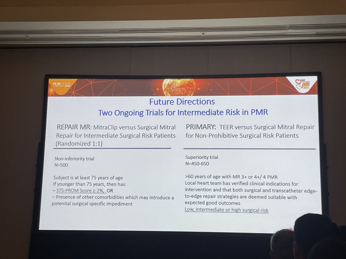 Jonathan Curio (@curiojonathan) on Twitter photo M-TEER beyond standard anatomies - F.Bedogni making the case for red zone TEER #JIMGISE2025 <a href="/jimcongress/">JIM Congress</a>
🎯MR after surg VSD closure
🎯MR after surg chord rupture
🎯MR in small area+ severe MAC
➡️REPAIR & PRIMARY RCTs will evaluate new M-TEER indications of low/interm risk PMR M-TEER beyond standard anatomies - F.Bedogni making the case for red zone TEER #JIMGISE2025 <a href="/jimcongress/">JIM Congress</a>
🎯MR after surg VSD closure
🎯MR after surg chord rupture
🎯MR in small area+ severe MAC
➡️REPAIR & PRIMARY RCTs will evaluate new M-TEER indications of low/interm risk PMR