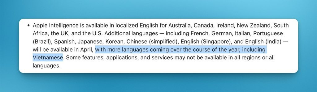 deals_NowTech's tweet image. ميزات الذكاء الاصطناعي Apple Intelligence ستتوفر بلغات جديدة في أبريل مع تحديث iOS 18.4.

اللغات الجديدة:
- الفرنسية
- الألمانية
- الإيطالية
- البرتغالية (البرازيل)
- الإسبانية
- اليابانية
- الكورية
- الصينية (المبسطة)
- الإنجليزية (سنغافورة والهند)
#Apple #iOS18_4 #ذكاء_اصطناعي