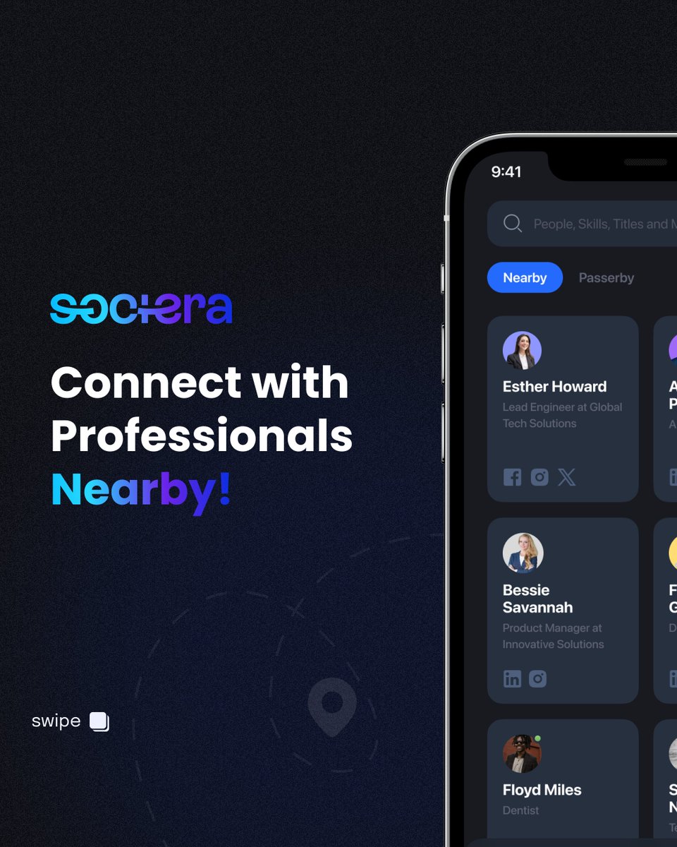 SocieraApp's tweet photo. 🚀 Never miss a chance to connect!

With Sociera, discover professionals nearby &amp; turn chance encounters into real connections.

📍 See who's around
🔄 Stay in the loop with ‘Passed By’
⚡ Network effortlessly

Join the waitlist 👉 https://t.co/d6G5avoimQ https://t.co/F5bop4jNvD