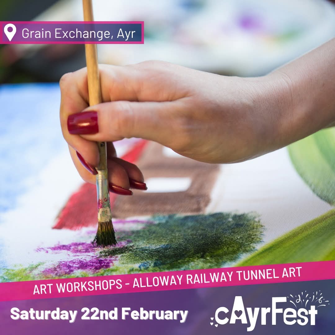 Claire_SAC's tweet photo. ACTIVITY ANNOUNCEMENT - Art Workshops - GRAIN EXCHANGE
We're excited to share that Alloway Tunnel Project will be delivering art workshops from 11am until 3pm this Saturday at #cAyrFest! Join the team at the Grain Exchange on Ayr High Street to try your hand at some rock painting & to cast your vote in our Unpaid Carers' Art Contest π¨