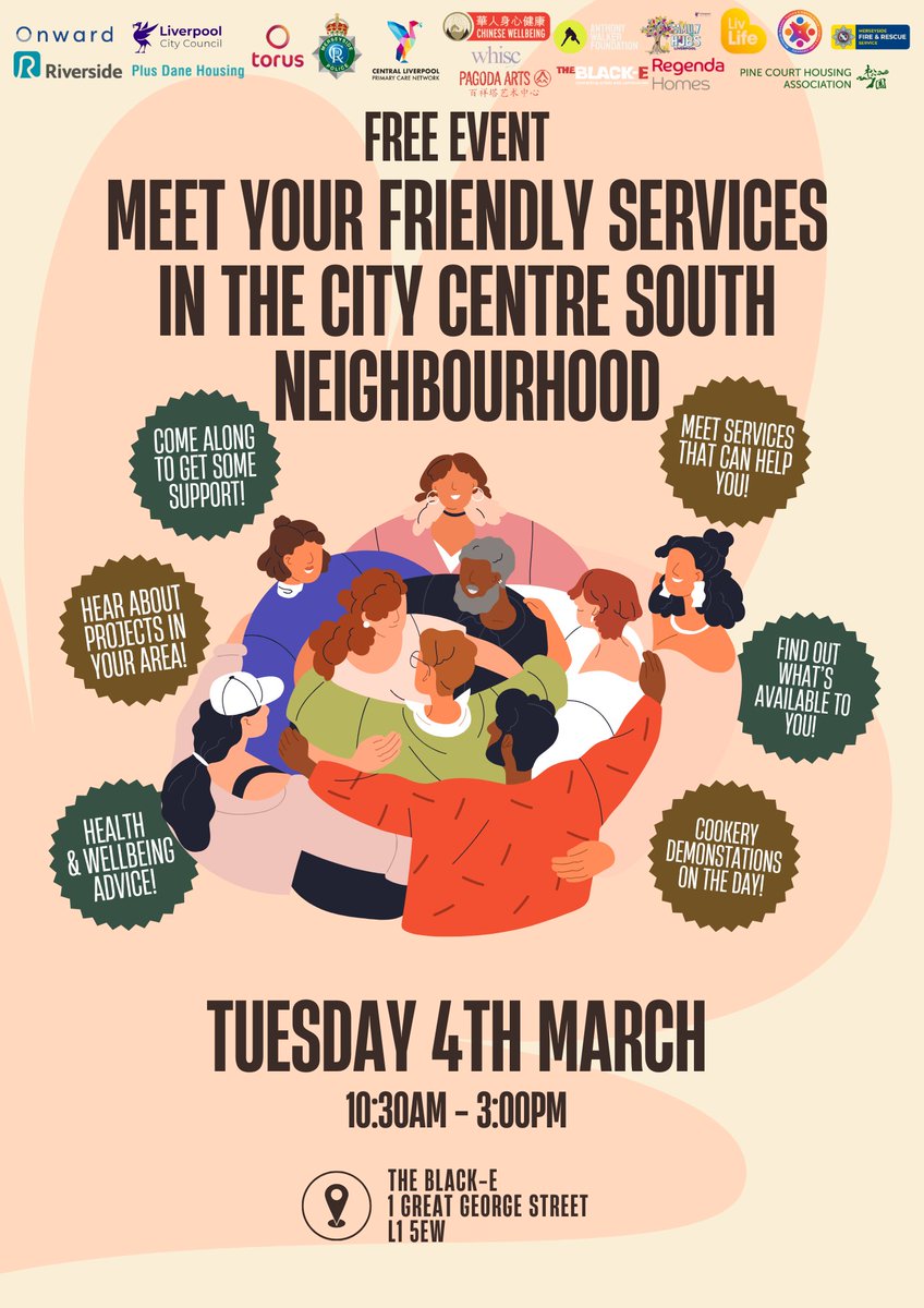 Chinese Wellbeing is excited to be part of this City Centre South Community event where you can meet 20+ local organizations working to support you! Come meet them and make new friends!

📍The Black-E, 1 Great George Street, L1 5EW
📅Tuesday, 4th March
⏲️10:30 AM - 3:00 PM