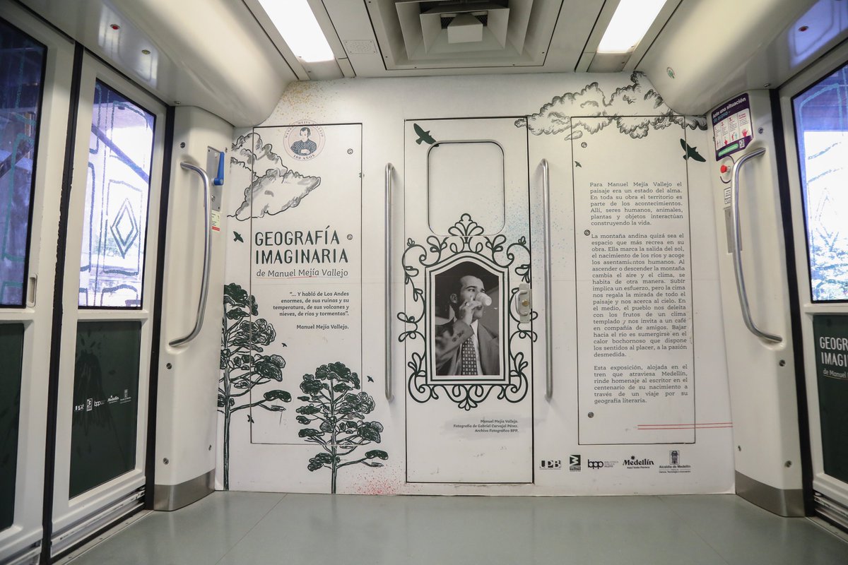 La Biblioteca Pública Piloto 🏢, la Universidad Pontificia Bolivariana 🎓 y el Metro de Medellín 🚈 hicieron posible el Tren de la Cultura – Geografía Imaginaria, un homenaje al escritor antioqueño Manuel Mejía Vallejo en los 100 años de su natalicio. ✨