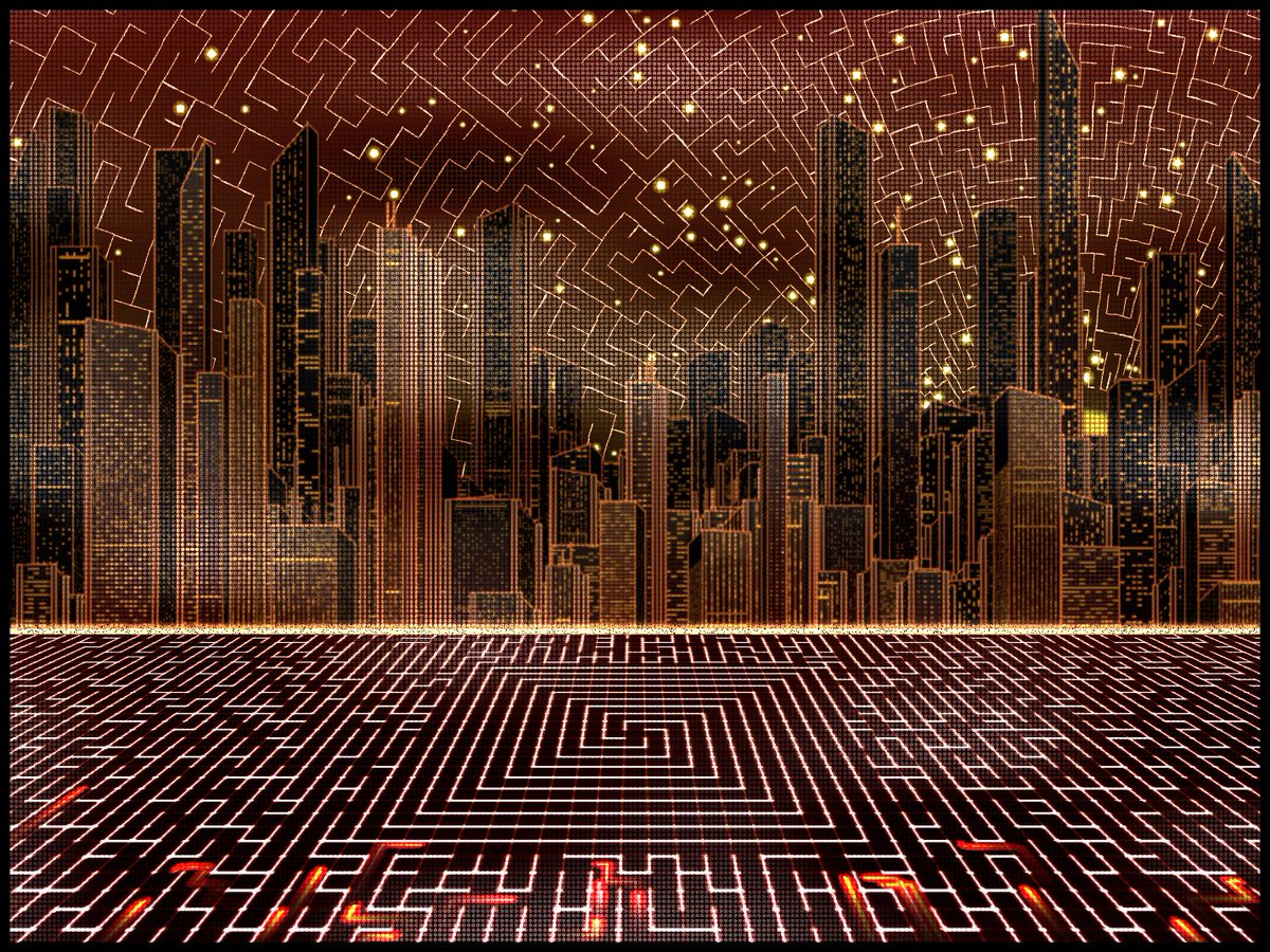 CyberSeaNFT's tweet photo. Enigma – Layer 4 – THE MAZE

Mazes are a crucial part of this collection.
Three years ago, when I first envisioned creating a generative art collection, I wanted to build it around maze algorithms something that has always fascinated me. I challenged myself to design a collection where a perfect maze would be the central element. Although I never released that initial project, echoes of the concept can be found in Enigma.

For maze generation, I used Kruskal’s algorithm to create a perfect maze one that I could shape and manipulate as I wanted. By adjusting probabilities, I could form fascinating patterns like chessboards, spirals, and more.

But what’s a maze if you can’t see it in action? A true maze needs a clear beginning, an end, and no dead ends along the way. A perfect maze is defined as one where there is exactly one unique path between any two points. In my collection, bikes travel from a random point at the bottom of the maze to a random point at the top. If you follow them, you’ll see each one individually solving the puzzle.

To achieve this, I used Dijkstra’s algorithm to calculate the shortest possible path through the maze, ensuring that every bike finds its way efficiently within the structure.

At first glance, these patterns may seem random, but when built the right way, they reveal a deep, underlying complexity.

Art on Bitcoin will win! 🌆