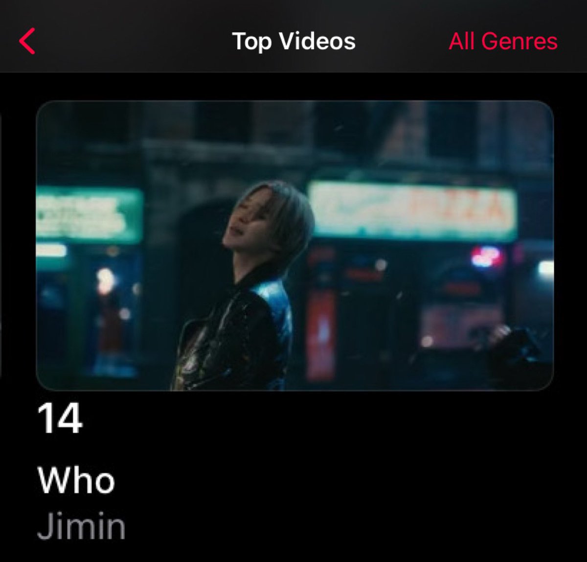 BTSxUKCharts's tweet photo. Apple Music 🇬🇧 Top Videos - Updates

[ALL Genres ]

Who - #14 (+1)

[POP Genre]

Who  - #11 (=)
Dynamite - #161 (RE)

[KPOP Genre] - Top5

Who    - #1 
Dynamite  - #11
Mic Drop   - #18
FRI(END)S  - #23
Haegeum    - #26

#Jimin_Who  #BTS_Dynamite #Haegeum  #BTSMicDrop #V_FRIENDS https://t.co/8igbofgbm1