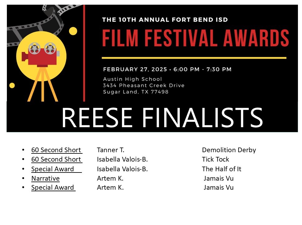 Congrats to AVP students --Tanner, Artem, and Isabella-- for being named finalists in the FBISD FimFest! The red carpet awards ceremony is Feb. 27th! <a href="/CTEReeseCenter/">James Reese Career and Technical Center</a> <a href="/FBISD_CTE/">Fort Bend ISD CTE</a> <a href="/boyd__online/">Boyd</a>