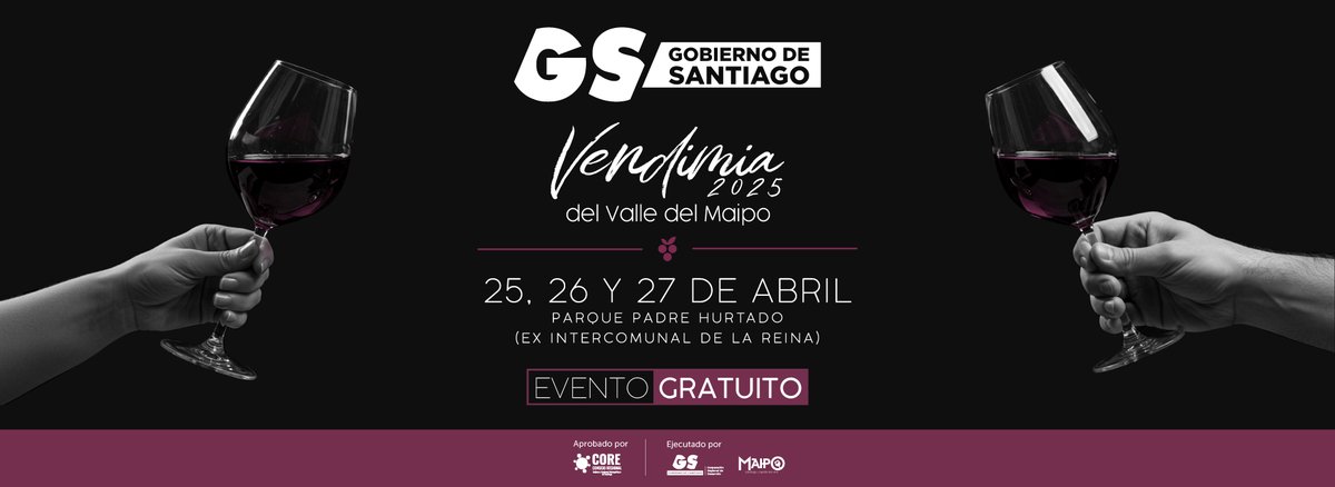 Ya puedes reservar tu cupo gratuito para la tercera versión de la Vendimia Del Maipo este 25, 26 y 27 de abril en el Parque Padre Hurtado.
Además, asegura tu copa con degustaciones a precio de pre-venta en el siguiente link vendimiavalledelmaipo.cl