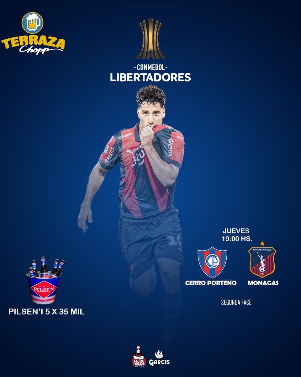 Hoy es noche de Copa en tu choperia favorita! Monagas vs Cerro Porteño 19:00 hs. Te esperamos para alentar al Ciclón de barrio Obrero 🙌🏻
• Promo Pilsen’i 5x35 mil 🍺🍺

📲 +Info al WhatsApp 👉🏻 wa.me/595981542888