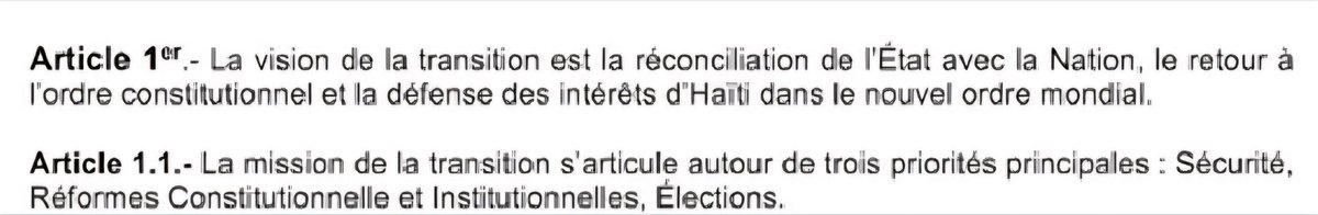 Nap viv nan dènye tan yo konsekans wout kwochi tranzisyon an.

Pouvwa anplas la chita sou twòp move kontradiksyon.

Mizanplas pouvwa yo pa gen anyen awè ak ni vizyon ni objektif estratejik ni misyon akò 3 avril la.

Pap gen rezilta san yon pouvwa ki makònen ak dimansyon kriz.