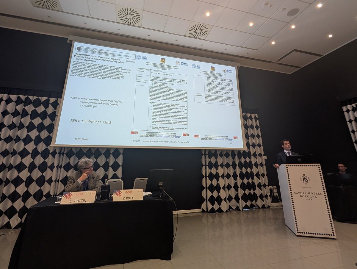 Stefano Fresilli (@sfresilli) on Twitter photo Congratulations to Dr. <a href="/VincenzoPota/">Vincenzo Pota</a> for this outstanding presentation on preoperative risk assessment in po-AKI through the evaluation of renal functional reserve Congratulations to Dr. <a href="/VincenzoPota/">Vincenzo Pota</a> for this outstanding presentation on preoperative risk assessment in po-AKI through the evaluation of renal functional reserve