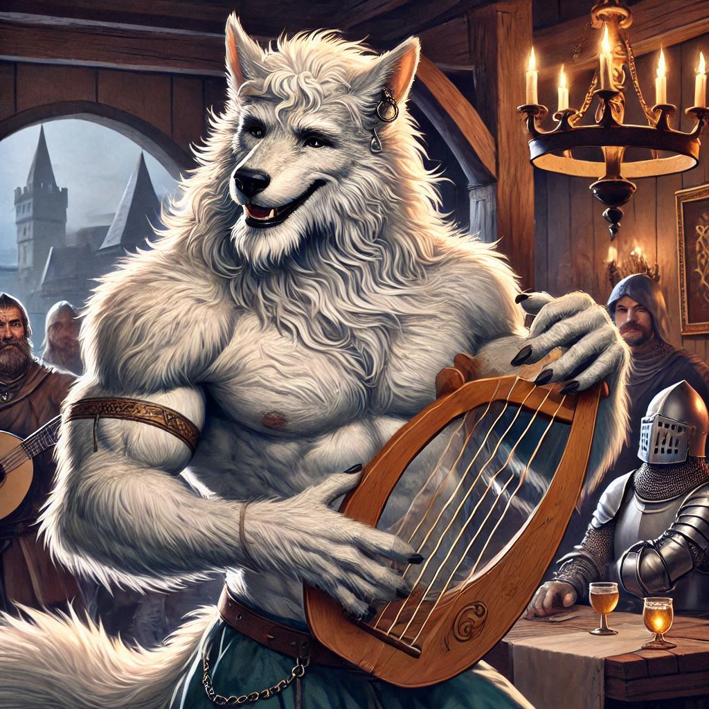 AiWerewolves's tweet photo. "Amid laughter and melodies, Makya sings tales of journeys and battles, turning an ordinary night into a tavern legend." https://t.co/9rCYqJCY4c
