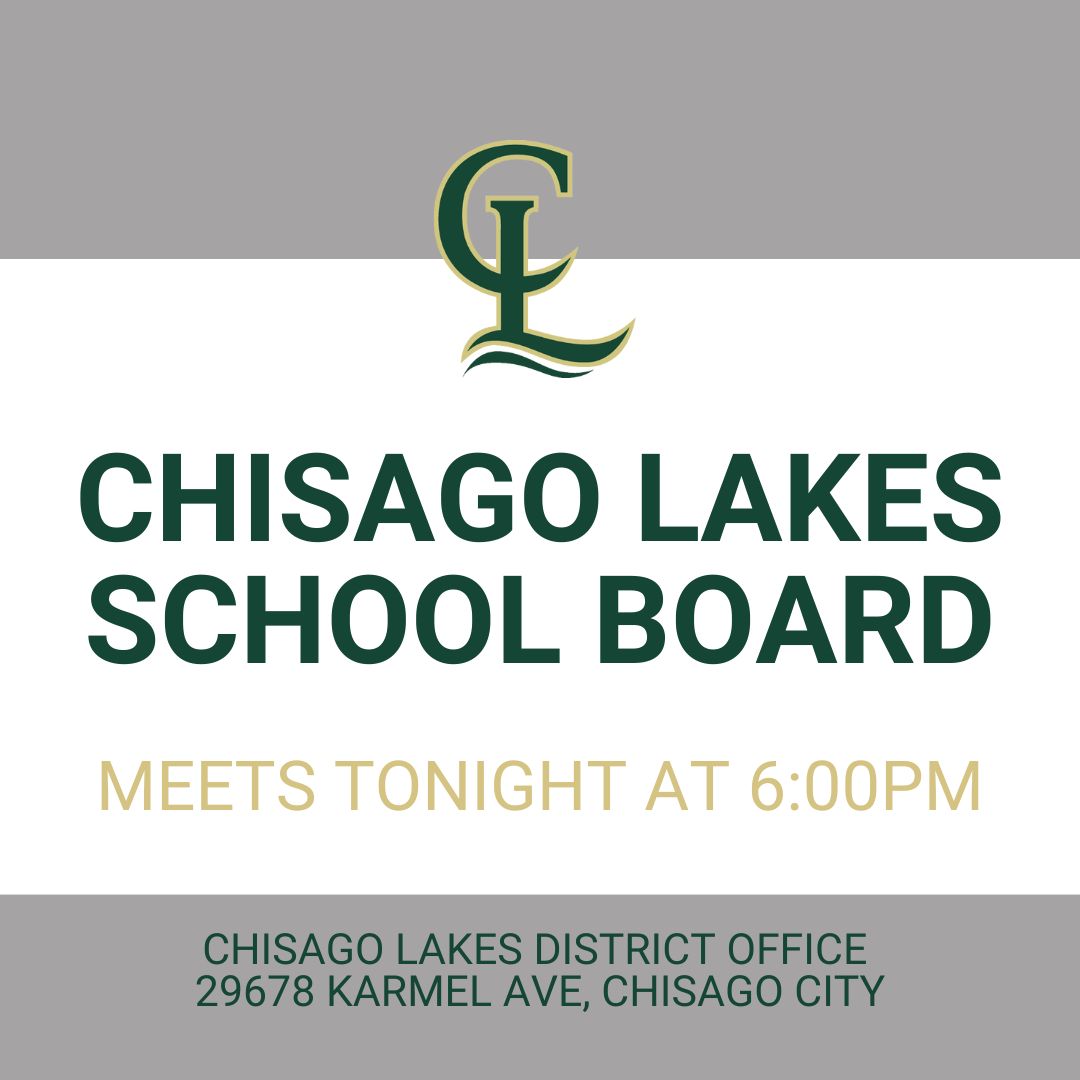 The Chisago Lakes School Board will meet tonight, Thursday, February 20 at 6 p.m. at the District Office (29678 Karmel Ave, Chisago City). The public is invited to attend all meetings of the School Board.

To view the agenda, visit: ow.ly/RqVl50UBP06