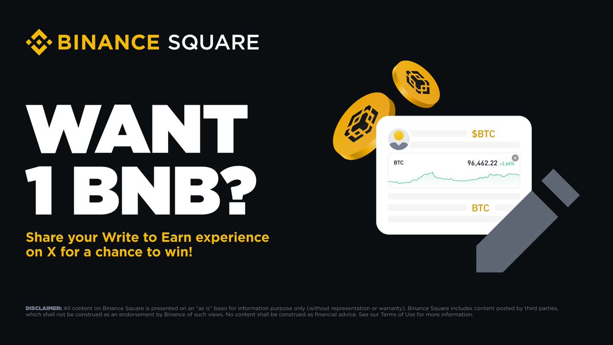 binance's tweet image. Want to win 1 BNB?

We're giving 10 winners 1 BNB each for sharing their Binance Square Write-to-Earn journey here on X!

Learn more 👉 binance.com/en/support/ann…