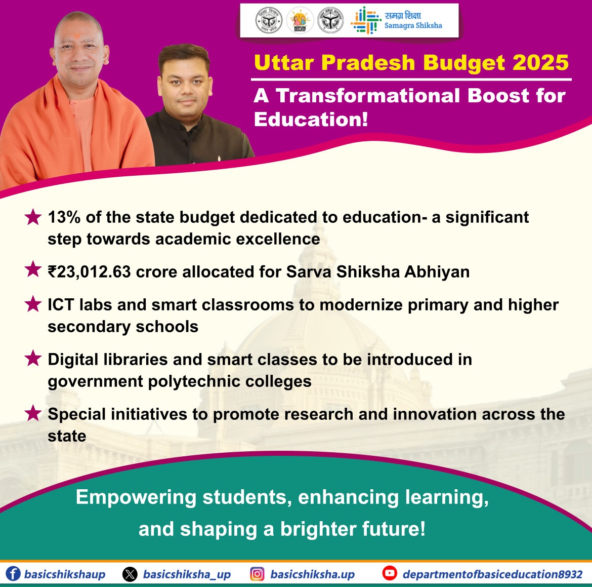 basicshiksha_up's tweet image. Uttar Pradesh Budget 2025 A Transformation Boost for Education!
.
.
.
.
#budget2025 #educationbudget #basicdepartment #uttarpradesh #basiceducationdepartment #basiceducationuttarpradesh #upgovt #uttarpradesh #education 

@EduMinOfIndia 
@UPGovt 
@thisissanjubjp