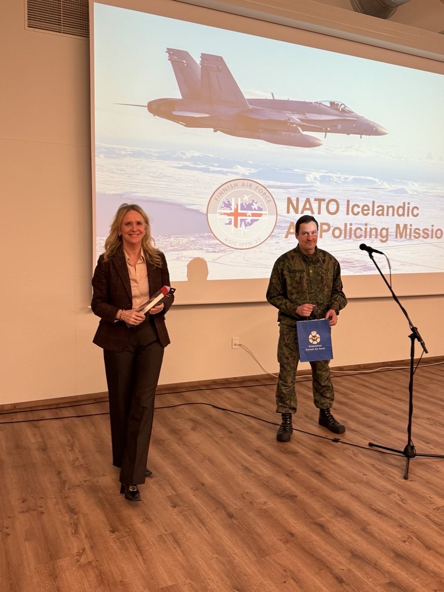 thorgkatrin's tweet photo. Thank you Finland, for guarding our skies and flying the NATO flag in the Arctic. Had the pleasure of meeting with the capable personnel of the Finnish Air Force yesterday! https://t.co/8ws2HUr4RG