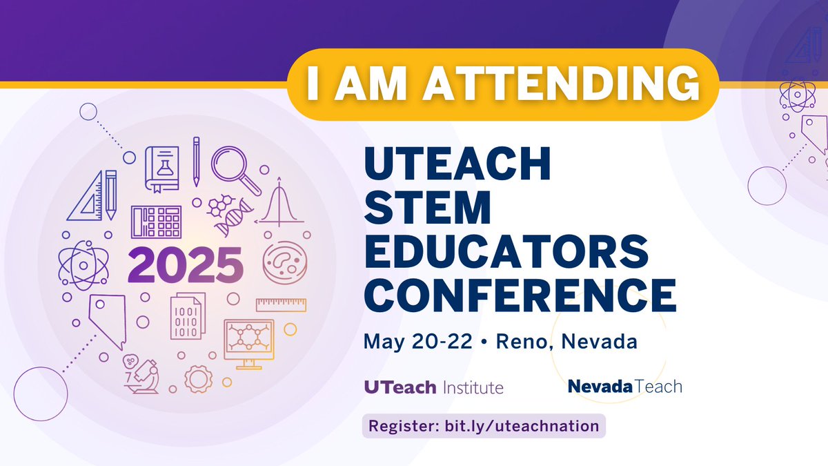 I'm attending the 2025 UTeach STEM Educators Conference in Reno, NV! 🧑‍🏫🌟 Theme: "Belonging as a Catalyst for STEM Learning." Save the date—May 20–22, 2025! #uteachnation 
🔗 Register: bit.ly/uteachnation
