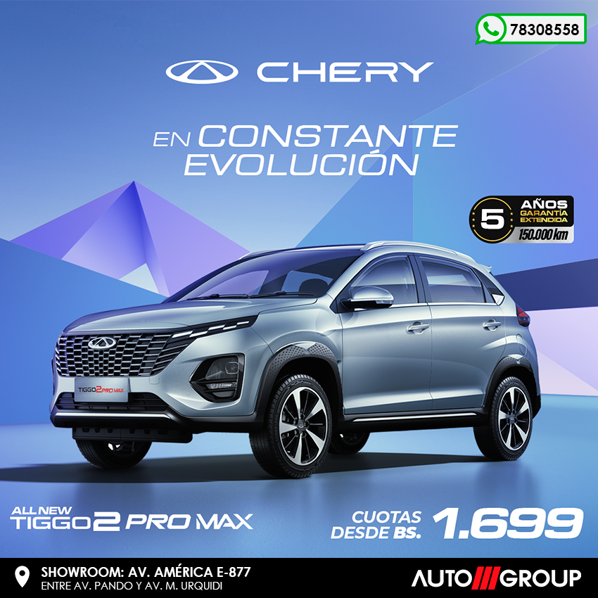 Promoenlinea's tweet photo. ALL NEW TIGGO 2 PRO MAX
En constante evolución
5 año de garantía extendida
Contacto: 78308558
AUTO///GROUP
Showroom: Av. América E-877 entre Av. Pando y Av. M. Urquidi
Facebook: https://t.co/Dz7I4jQwnb
#AllNewTiggo2ProMax #chery #tiggo #autogroup #cherycochabamba https://t.co/Qctchydy9O