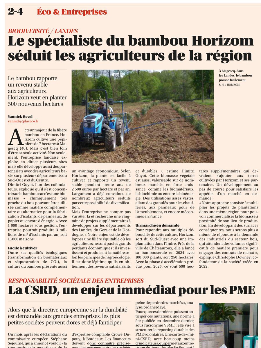 Bamboo specialist #Horizom seduces farmers, bamboo grows easily in #France too🎋 Bamboo brings a stable income to farmers. Horizom wants to plant
500 new hectares! #thinkbamboo