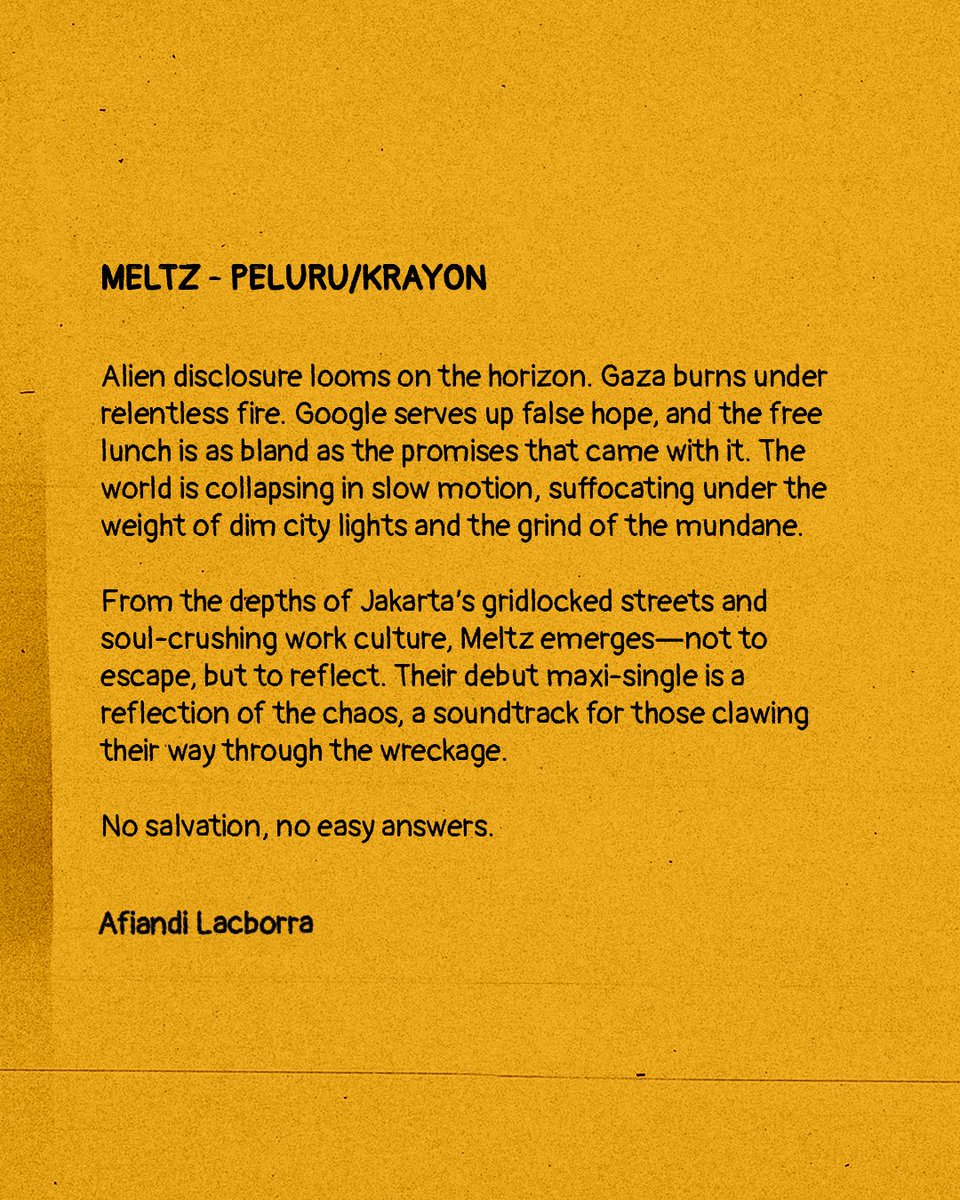 "LESS THAT 24 HOURS, PELURU//KRAYON WILL BE RELEASED ON DIGITAL STREAMING PLATFORMS THROUGH <a href="/kinetikrecords/">Kinetik Records</a>  &amp; <a href="/outtasighthc/">Outta Sight</a>  "

Before that, let's hear what our director <a href="/kedipanmantep/">lacbor</a>  has to say!