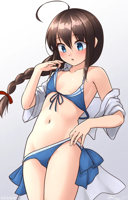 改三の水着はまだ早いんじゃないかな#艦これ版深夜の真剣お絵描き60分一本勝負 #艦これ版真剣お絵描き60分一本勝負_20250220 