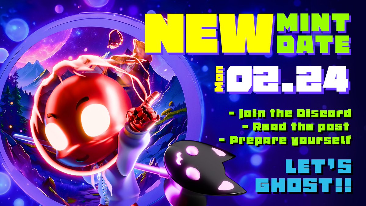Haunts smashed! All systems operational 👻✨

The new mint date is Monday, Feb 24th! Mint time to be announced, make sure to activate your notifications!

👇 Drop your wallet, like and RT for a surprise👀
