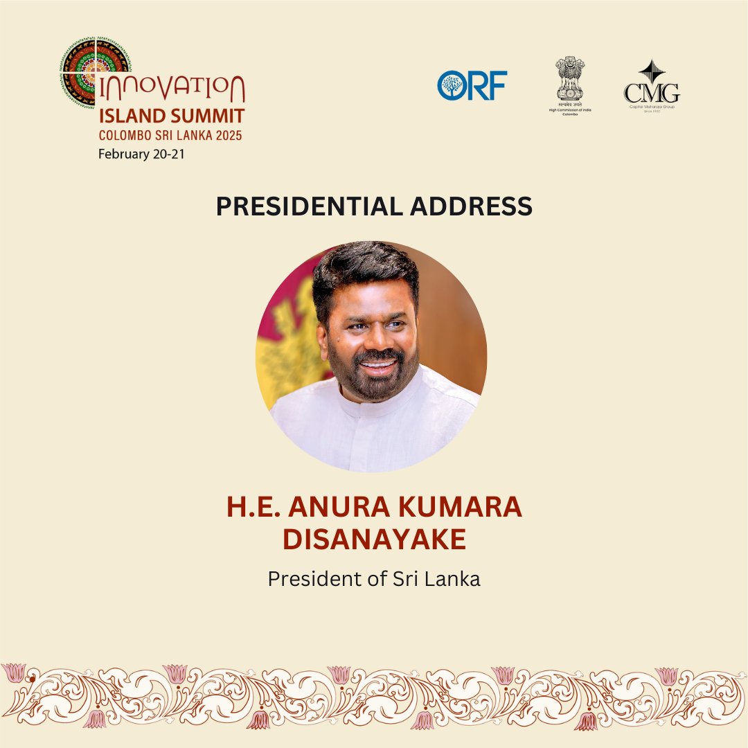 ORF (@orfonline) on Twitter photo #InnovationIslandSummit2025 | Presidential Address
We are live tweeting the session with H.E. Anura Kumara Disanayake, President of Sri Lanka
Watch it live here: youtube.com/live/kGfwE2un5โฆ
Follow this thread for live updates!
<a href="/IndiainSL/">India in Sri Lanka</a> #InnovationIslandSummit2025 #InnovationIslandSummit2025 | Presidential Address
We are live tweeting the session with H.E. Anura Kumara Disanayake, President of Sri Lanka
Watch it live here: youtube.com/live/kGfwE2un5โฆ
Follow this thread for live updates!
<a href="/IndiainSL/">India in Sri Lanka</a> #InnovationIslandSummit2025