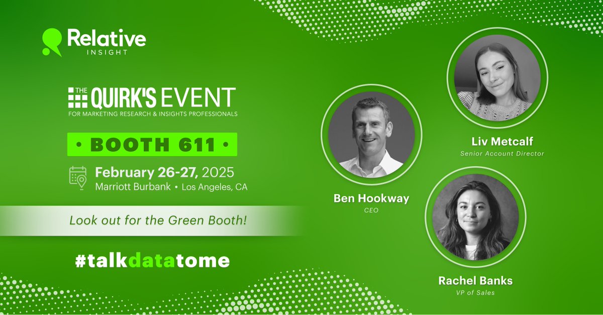 We're heading to Quirk's LA next week! ✈️

We’ll be sharing how language analytics and AI power better customer intelligence. Look out for the Green Booth and let’s talk data!

#talkdatatome #CustomerIntelligence #QuirksLA